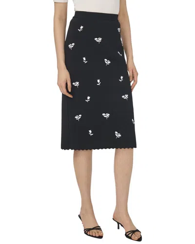 Cece Embroidery Midi Skirt In Black