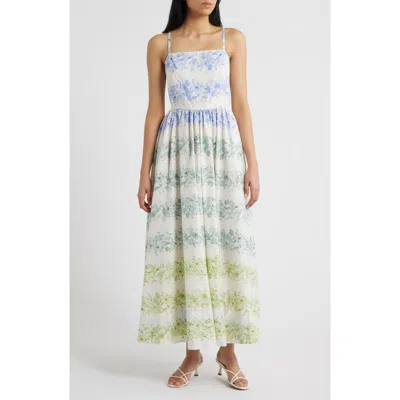 Cece Empire Waist Sleeveless Cotton Maxi Dress In Multi