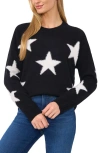 Cece Eyelash Star Sweater In Rich Black