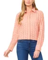 Cece Eyelet Button Down Blouse In Peach Rust