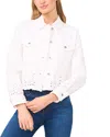 Cece Eyelet Button Front Jacket In Ultra White