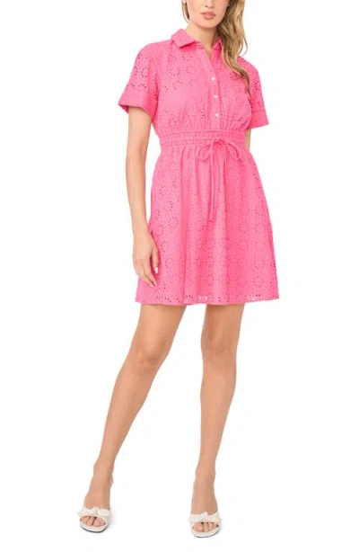 Cece Drawstring Waist Mini Dress In Pink