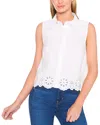 Cece Cotton Eyelet Sleeveless Button-up Shirt