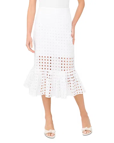 Cece Eyelet Ruffle Hem Midi Skirt In Multi