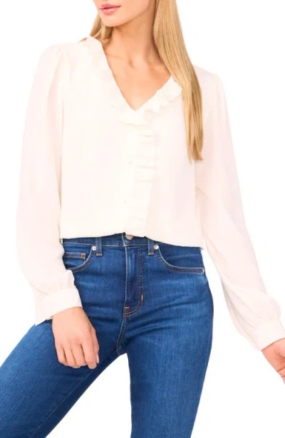 Cece Eyelet Ruffle Long Sleeve Shirt