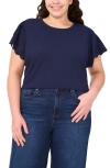 Cece Eyelet Sleeve Top In Blue