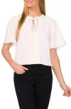 Cece Eyelet Trim Moss Crepe Top In New Ivory White