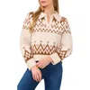Cece Fair Isle Boxy Collar Sweater In Blushing Bride