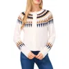 Cece Women's Fair Isle Long-sleeve Cardigan Sweater In Antique White