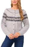 Cece Fair Isle Cardigan In Gray