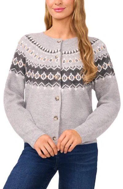 Cece Fair Isle Cardigan In Gray