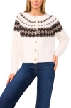 Cece Fair Isle Cardigan In White