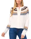 Cece Women's Fair Isle Long-sleeve Cardigan Sweater In Antique White