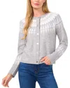 Cece Women's Fair Isle Long-sleeve Cardigan Sweater In Light Heather Grey