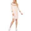 Cece Women's Fair Isle Long-sleeve Sweater Dress In Malted Ivory