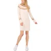 Cece Women's Fair Isle Long-sleeve Sweater Dress In Malted Ivory