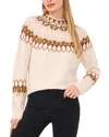 Cece Fair Isle Funnel Neck Sweater In Malted