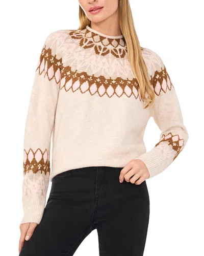 Cece Fair Isle Funnel Neck Sweater In Malted