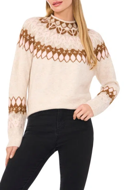 Cece Womens Printed Acrylic Mock Turtleneck Sweater In Neutral