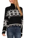 Cece Fair Isle Turtleneck Sweater In Rich Black