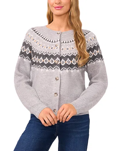 Cece Fair Isle Raglan Cardigan In Gray