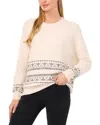 Cece Fairisle Pearl Stripe Pullover Sweater In Multi