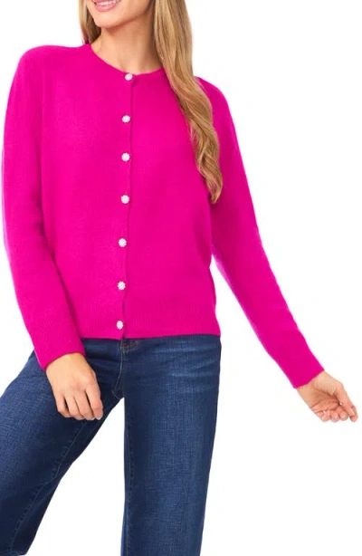 Cece Faux Jewel Button Cardigan In Pink