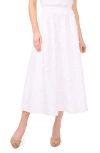 Cece Eyelet Embroidered Cotton Midi Skirt In Ultra White
