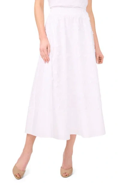 Cece Eyelet Embroidered Cotton Midi Skirt In Ultra White