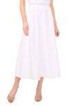 Cece Floral Appliqué Cotton Midi Skirt In White