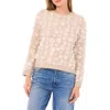 Cece Floral Appliqué Crewneck Sweater In Brown