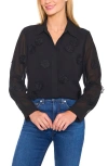Cece Floral Appliqué Georgette Button-up Shirt