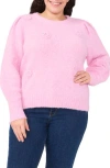 Cece Women's Beaded Love Script Crewneck Long-sleeve Sweater In Corsage