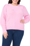 Cece Women's Beaded Love Script Crewneck Long-sleeve Sweater In Corsage