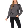 Cece Flower Applique Sweater In Gray