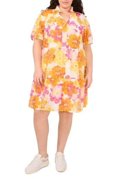 Cece Floral Babydoll Dress In Radiant Yellow