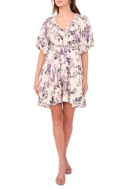 Cece Floral Babydoll Minidress In Chinois/green