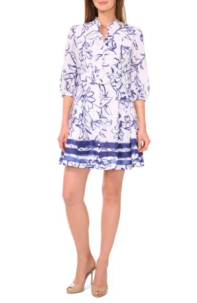Cece Floral Belted Cotton Shirtdress In Multi
