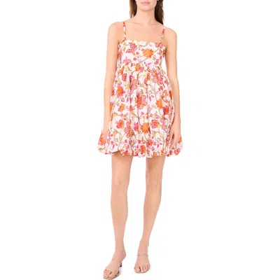 Cece Floral Bubble Hem Cotton Minidress In Multi