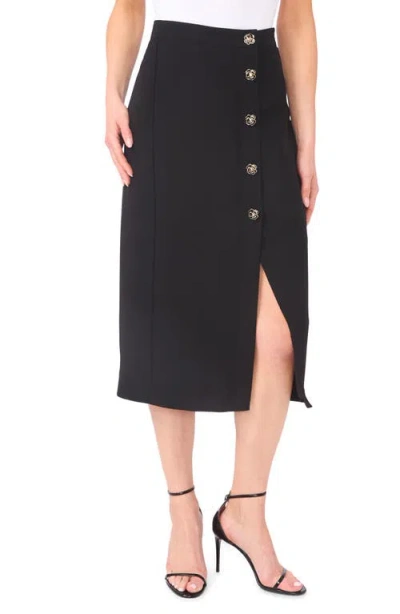 Cece Floral Button Crepe Skirt In Black