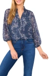 Cece Floral Clip Dot Ruffle V-neck Top