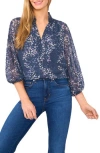 Cece Floral Clip Dot Ruffle V-neck Top In Animal Print