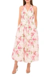 Cece Floral Cotton Halter Maxi Dress In Multi