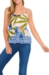 Cece Floral Cotton Peplum Camisole In Neutral