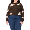 Cece Floral Crewneck Sweater In Chocolate Brown