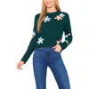 Cece Floral Crewneck Sweater In Green
