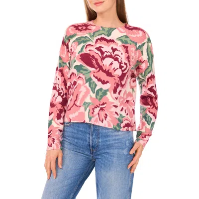 Cece Floral Crewneck Sweater In Multi