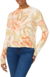 Cece Floral Crewneck Sweater In New Ivory