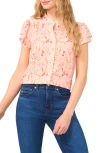 Cece Floral Double Flutter Short Sleeve Top