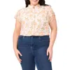 Cece Floral Double Flutter Button-up Top In Neutral